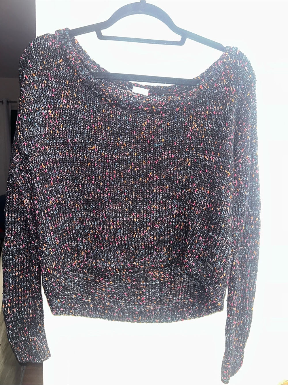 Garage Black Multicolor Speckled Crew Neck Sweater size Small